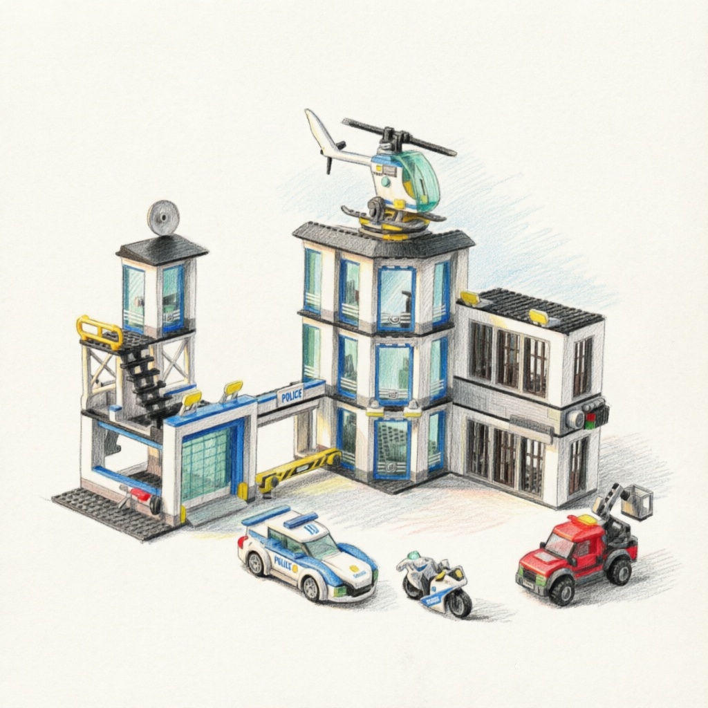 Lego Set Creator - Set Model Bangunan Kota Kantor Polisi