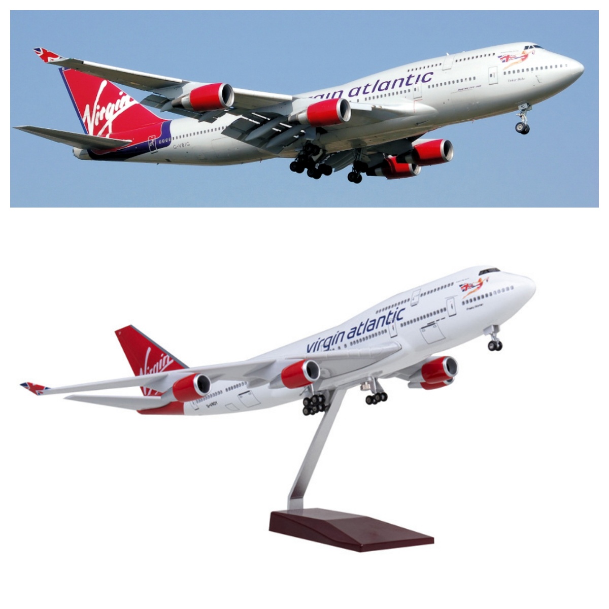 Model Airplane Plastic - Model Pesawat Virgin Atlantic B747 47cm,