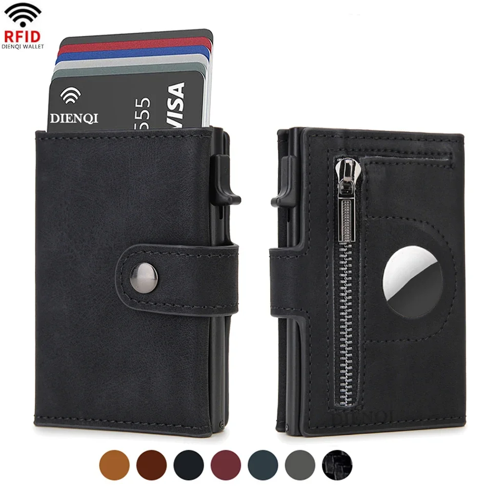 Card Top Loader - Dompet Kulit RFID Airtag Pria, Dompet