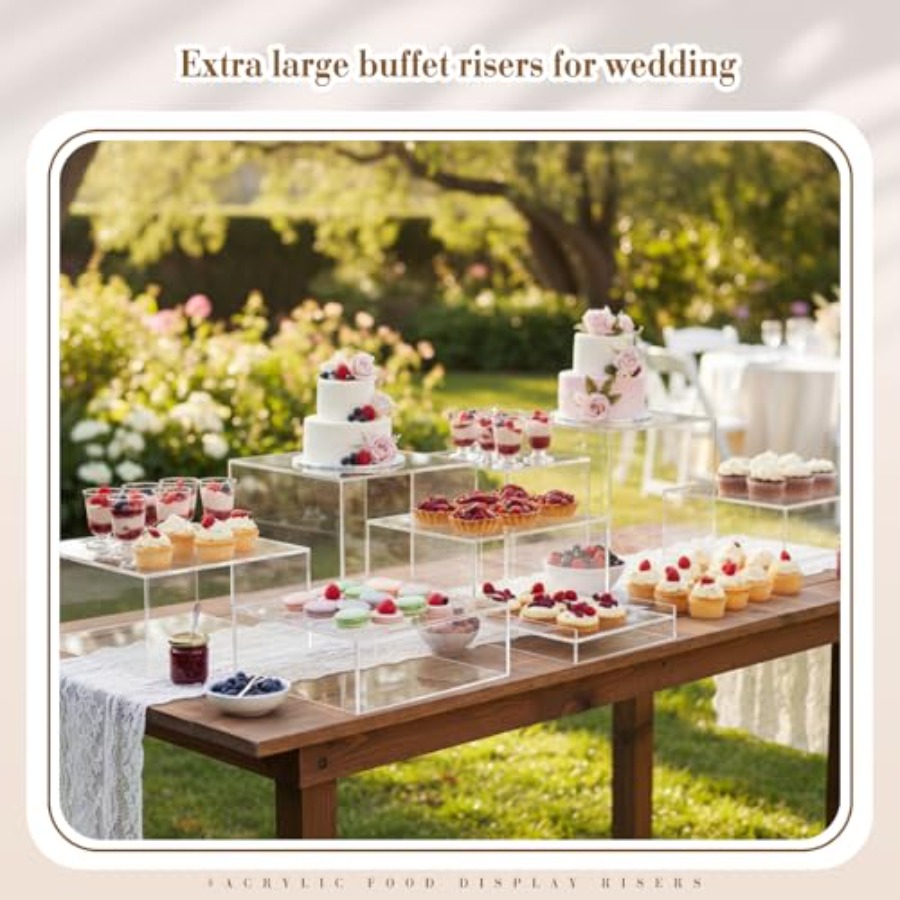 7 Pcs Set Alas Sajian Buffet E - Display Risers Set ulasan dan harga